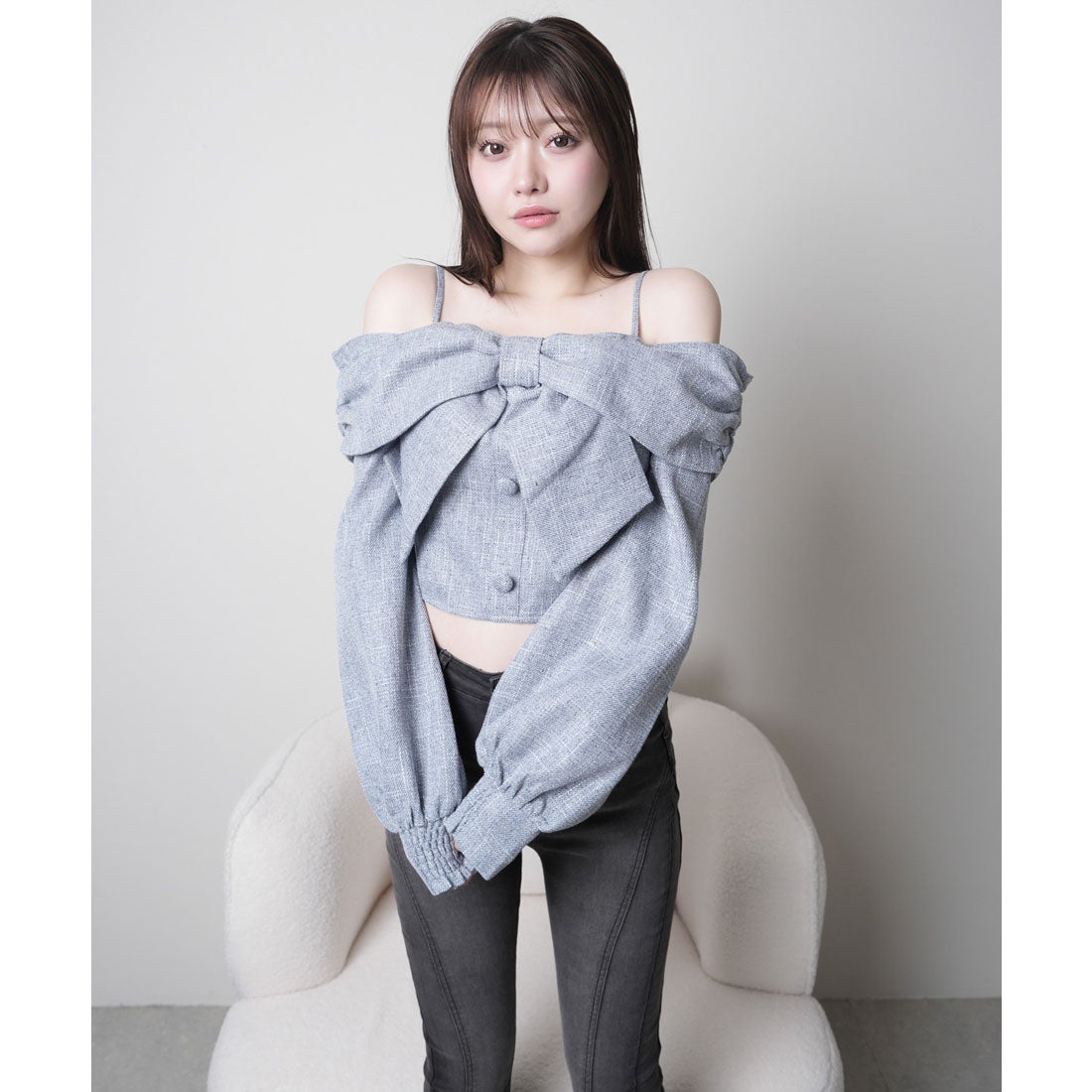 リップサービス LIP SERVICE リボンオフショルロングスリーブトップス