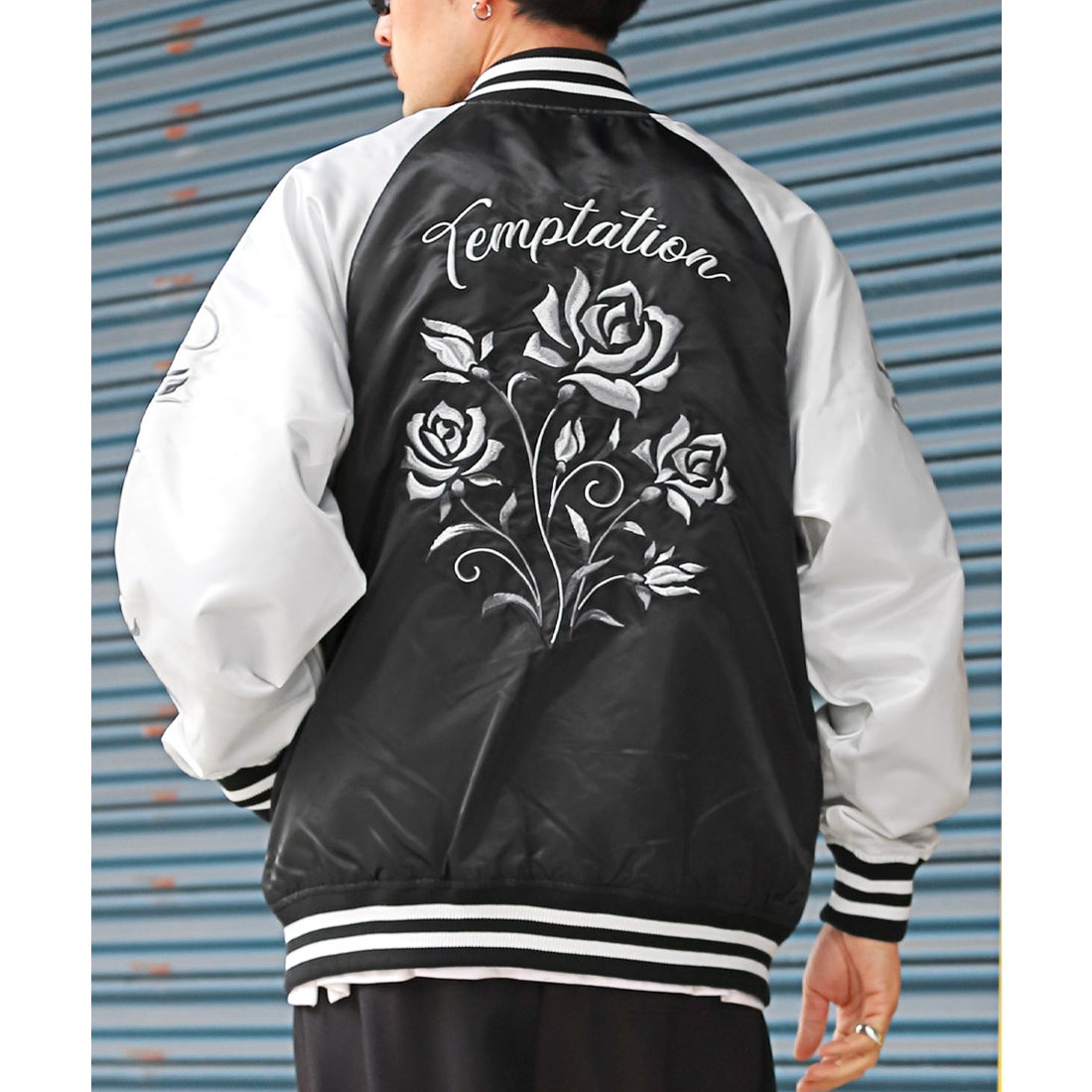 ラグスタイル LUXSTYLE ヘビーツイル薔薇刺繍スカジャンブルゾン