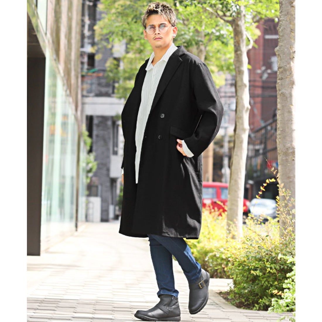 ラグスタイル LUXSTYLE ウールダブルブレストチェスターコート