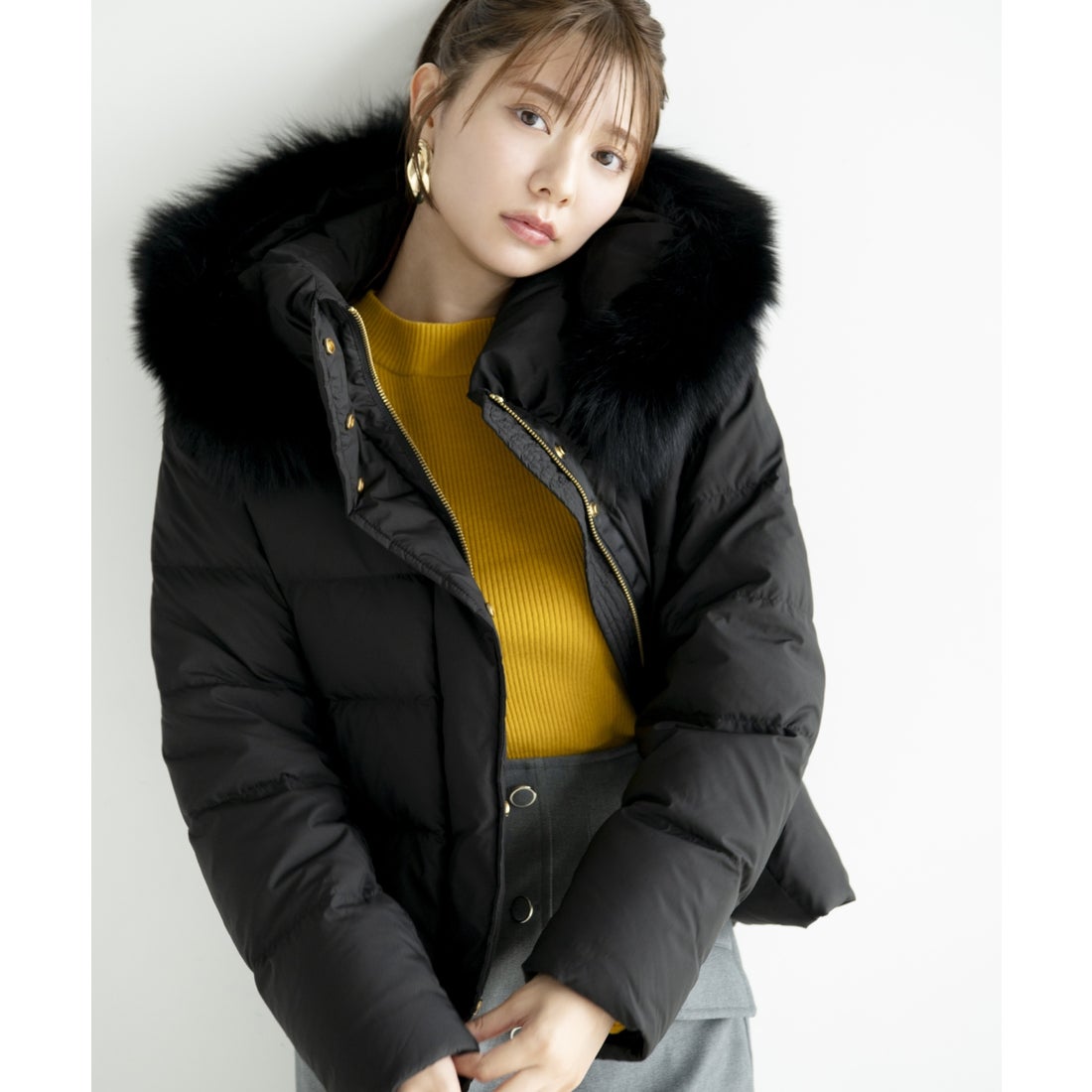 アンドクチュール AND COUTURE FOXファー付きショートダウン