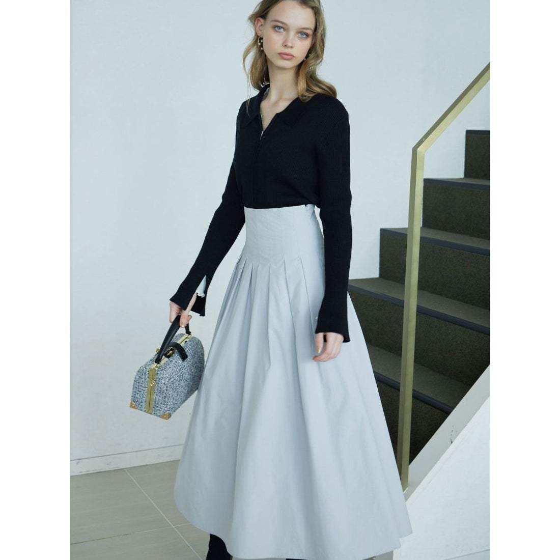 マーキュリーデュオ MERCURYDUO タフタタックフレアスカート （オフ