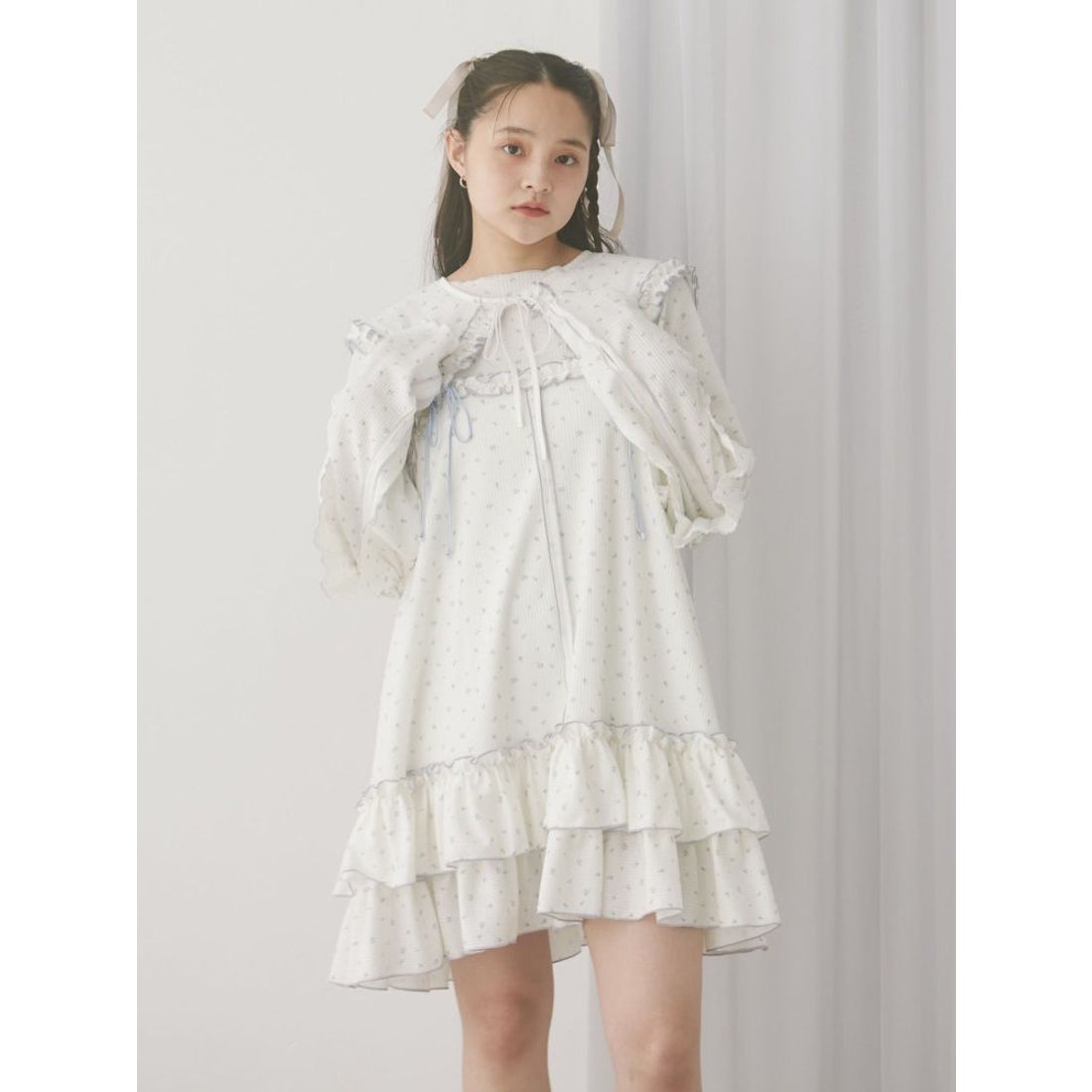 メリージェニー merry jenny flower waffleつけ襟 （ブルー