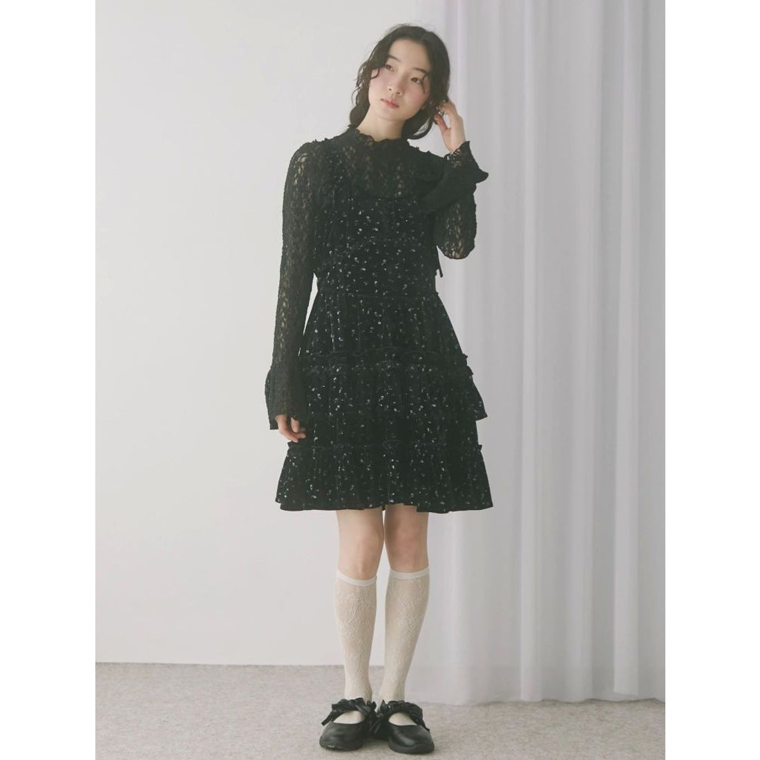 メリージェニー merry jenny コルセットベロアフレアミニワンピース