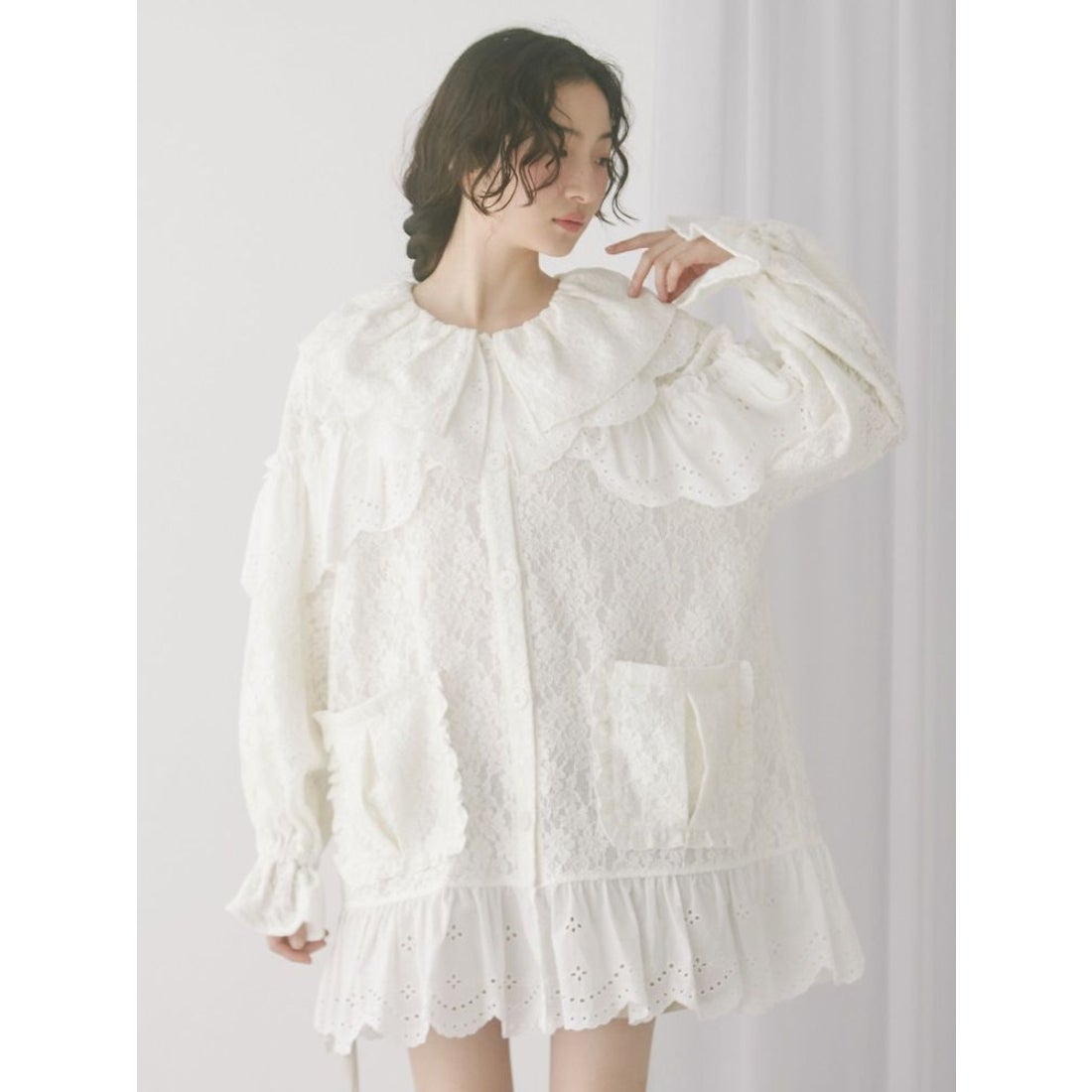 メリージェニー merry jenny フリルフリルレースジャケット （オフ