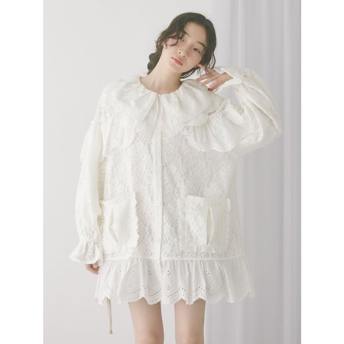 メリージェニー merry jenny フリルフリルレースジャケット （オフ