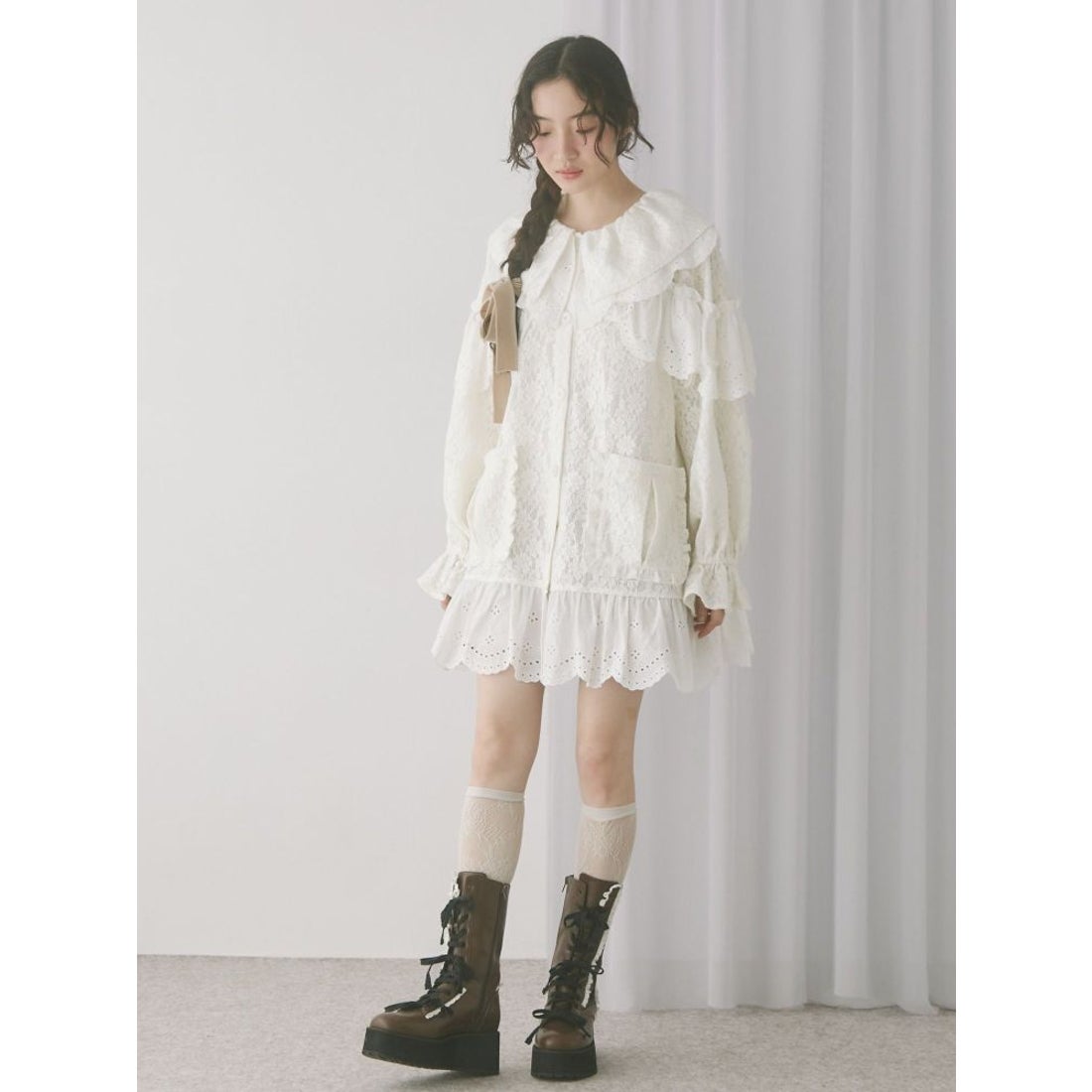 メリージェニー merry jenny フリルフリルレースジャケット （オフ