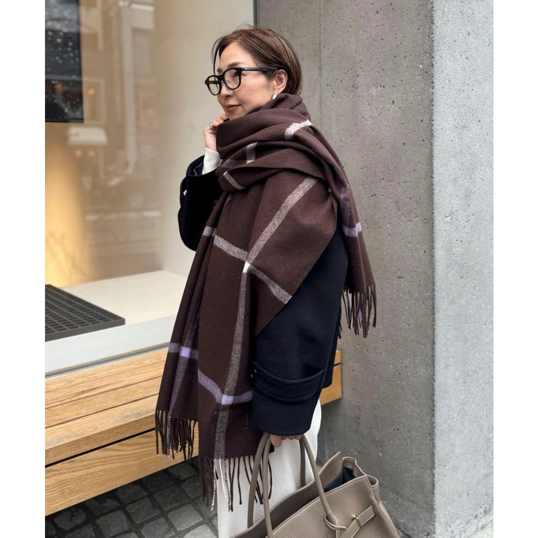 ノーリーズ NOLLEY'S TWEEDMILL 別注ラムズウールチェックストール