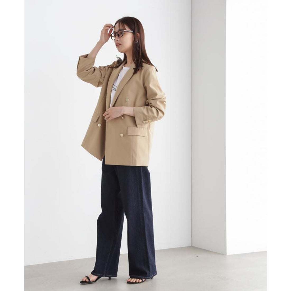 ナノ・ユニバース NANO universe ダブルブレストジャケット （ベージュ