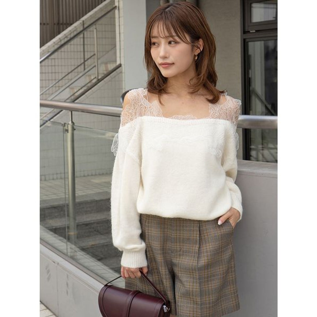 スナイデル SNIDEL レーストリミングニットプルオーバー （GRY