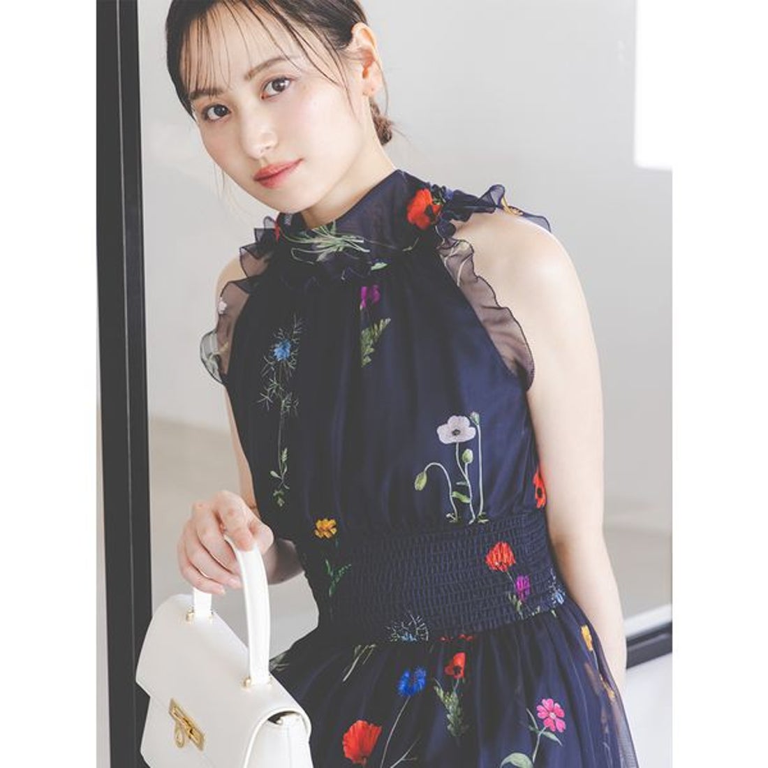 スナイデル SNIDEL バックリボンシフォンワンピース （IVR） -靴