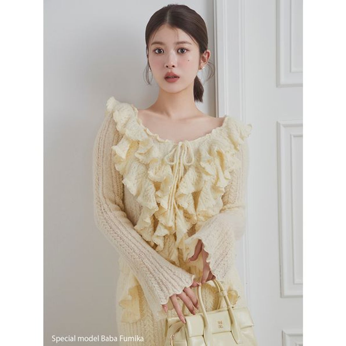 スナイデル SNIDEL ラッフルデザインニットプルオーバー （YEL