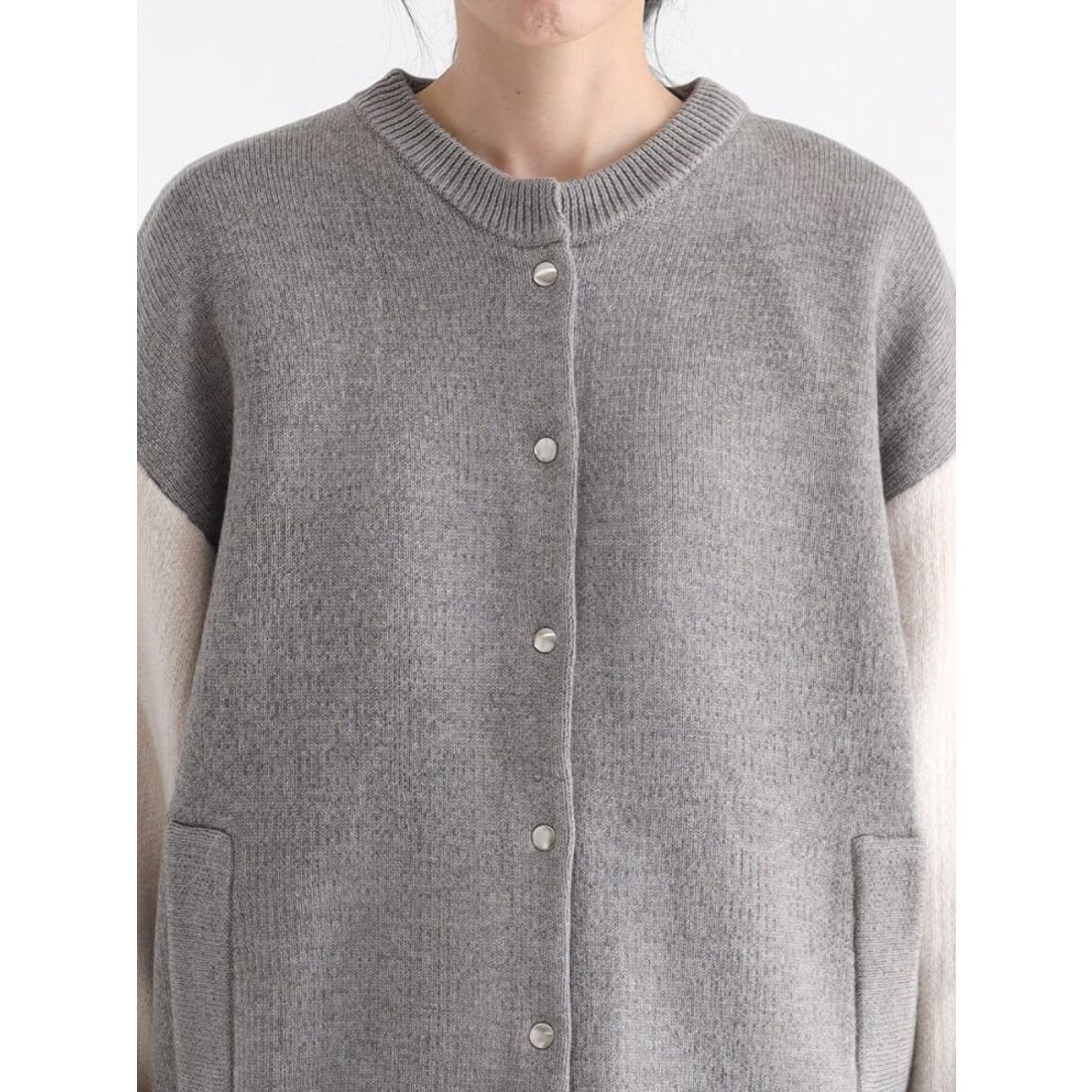 クローブ CLOVE バイカラーニットブルゾン （ブラック） -ファッション