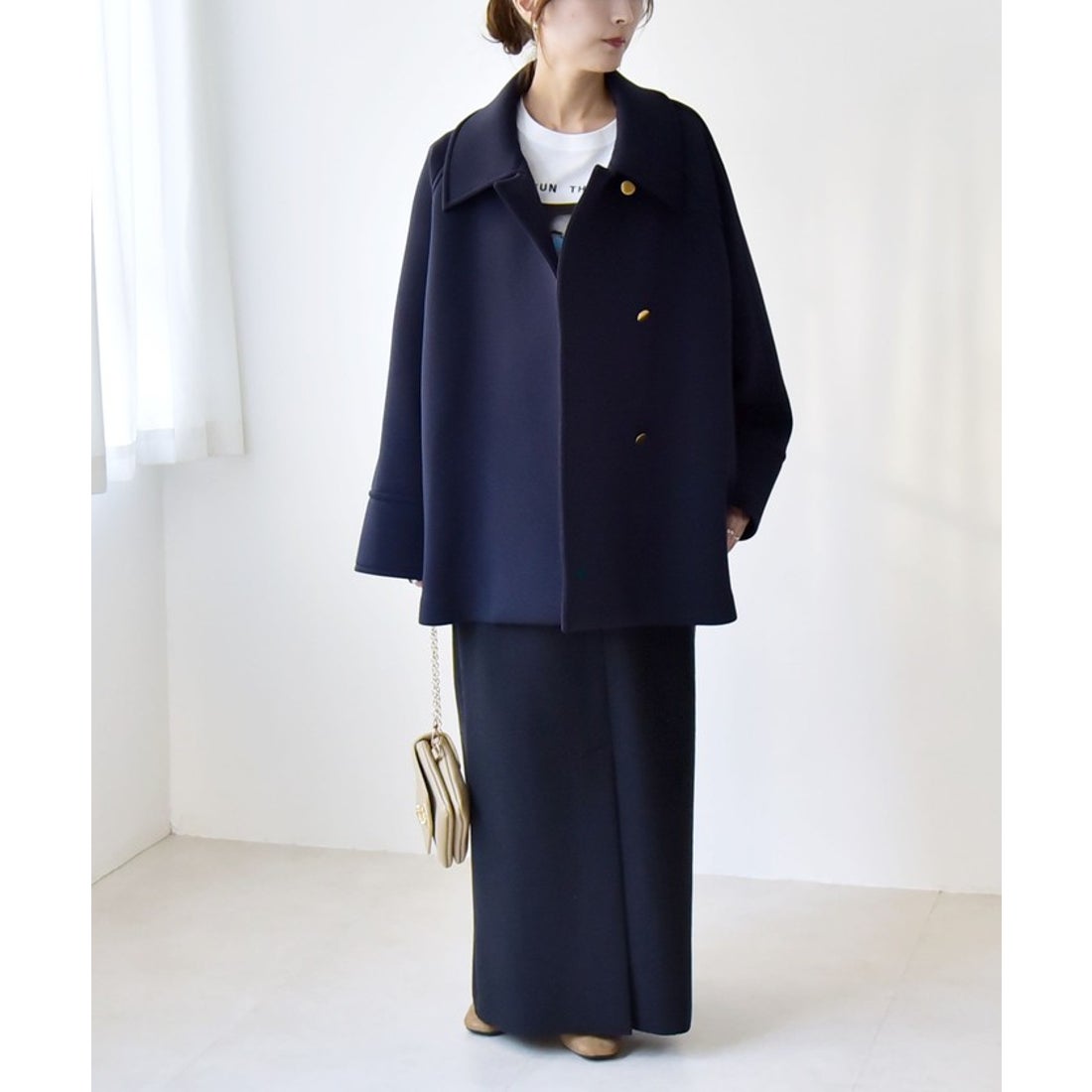 quaranciel:〈手洗い可能〉ダンボール ステンカラー ジャケット コート