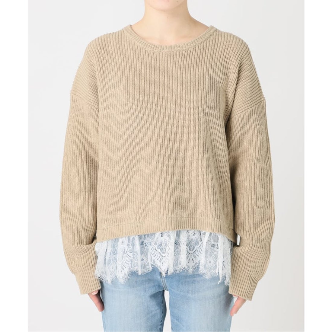 スピック＆スパン Spick & Span 《追加3》レースドッキング畦ニット