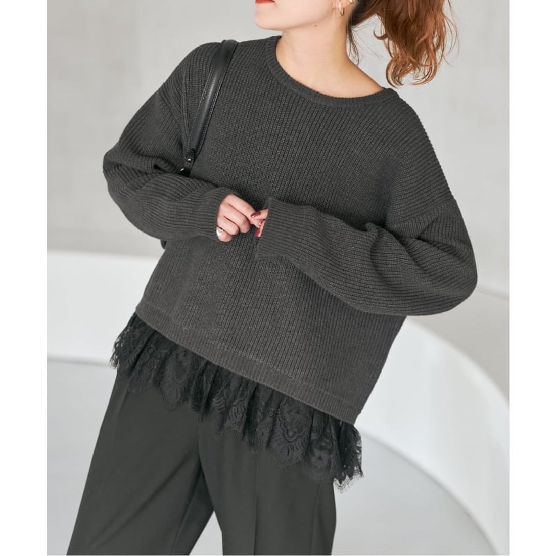 スピック＆スパン Spick & Span 《追加3》レースドッキング畦ニット