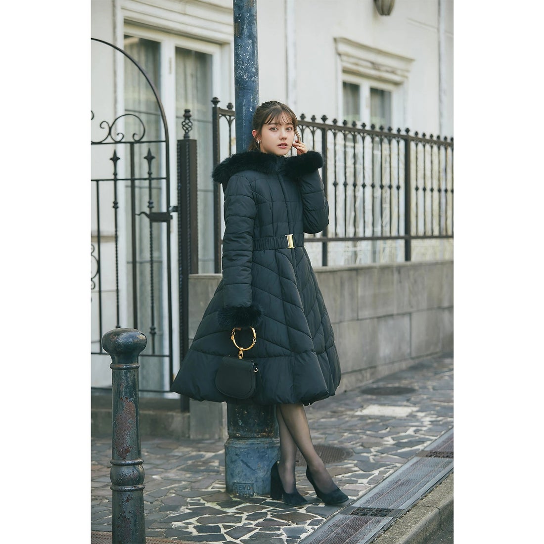 トッコクローゼット tocco closet 取り外し可能なファー＆ベルト付き