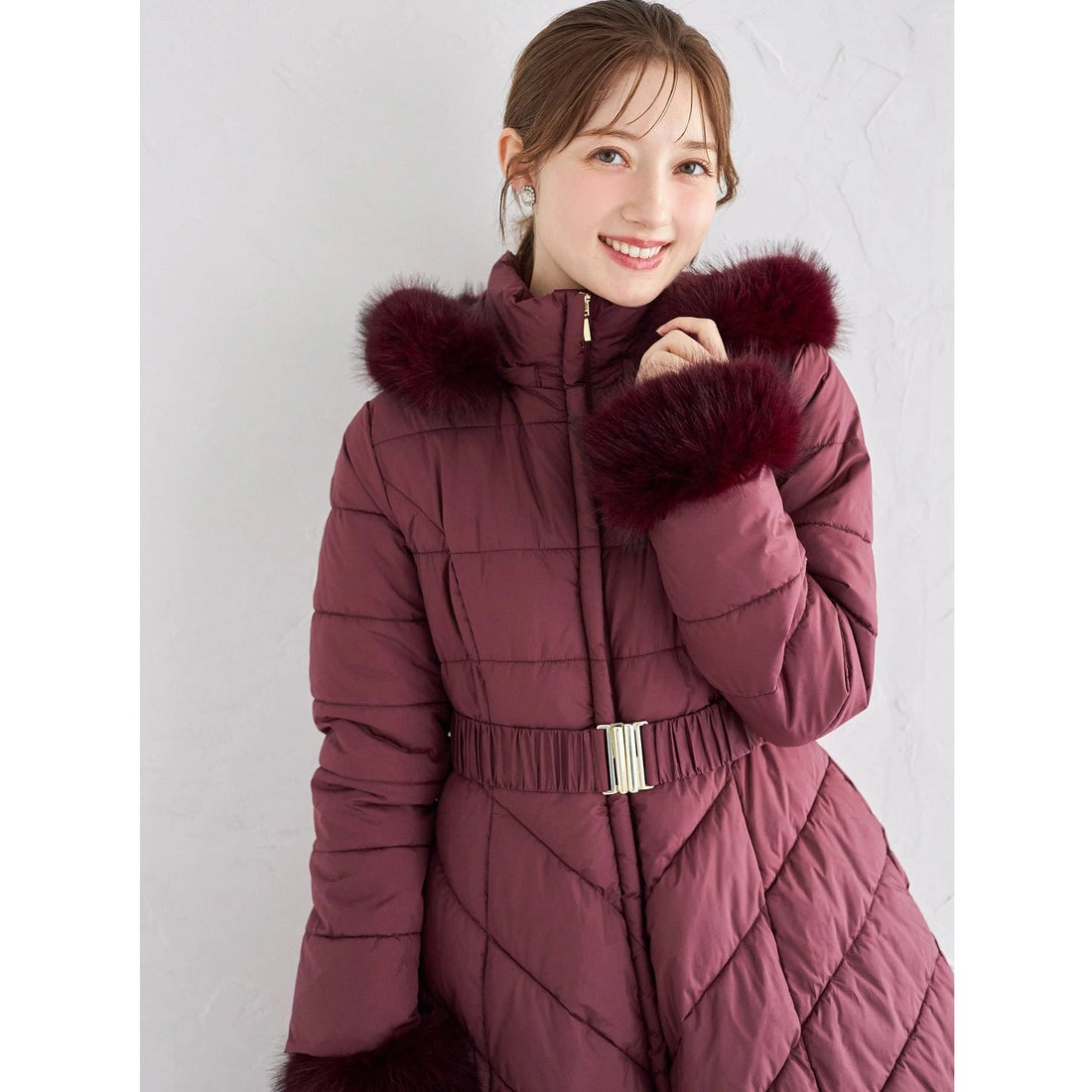 トッコクローゼット tocco closet 取り外し可能なファー＆ベルト付き