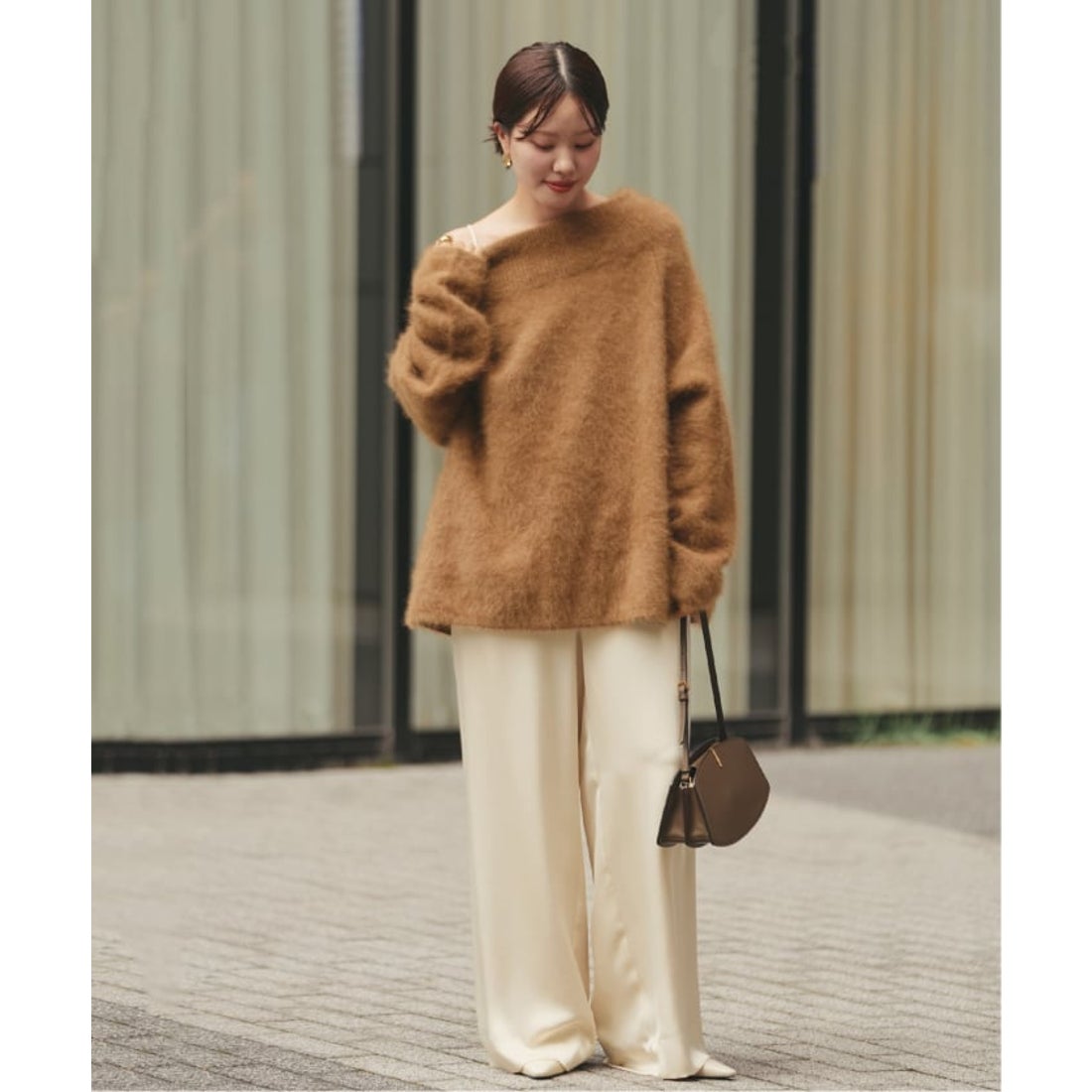 プラージュ Plage Fur Off Neck ニット （ブラウン） - ファッション