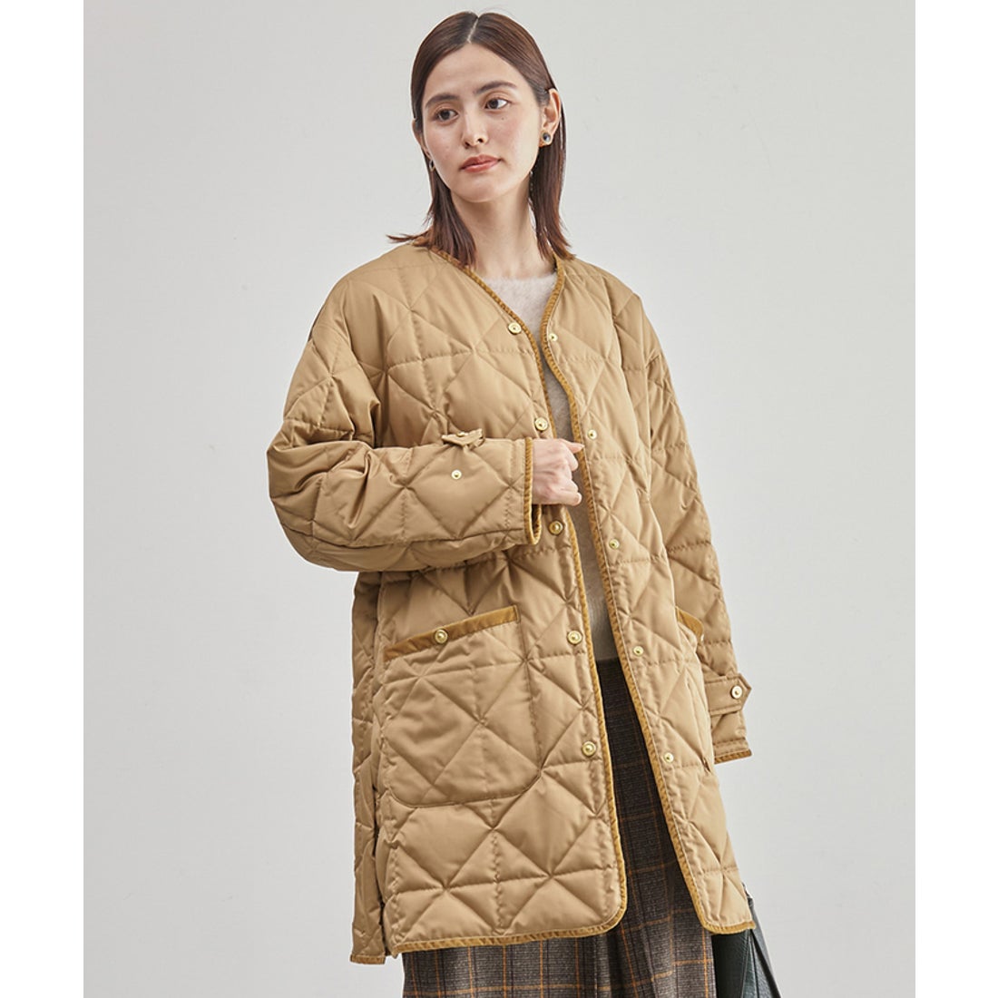 ロペ ROPE' 【TAION×LIMONTA】軽量Vネックキルティング ミドルコート