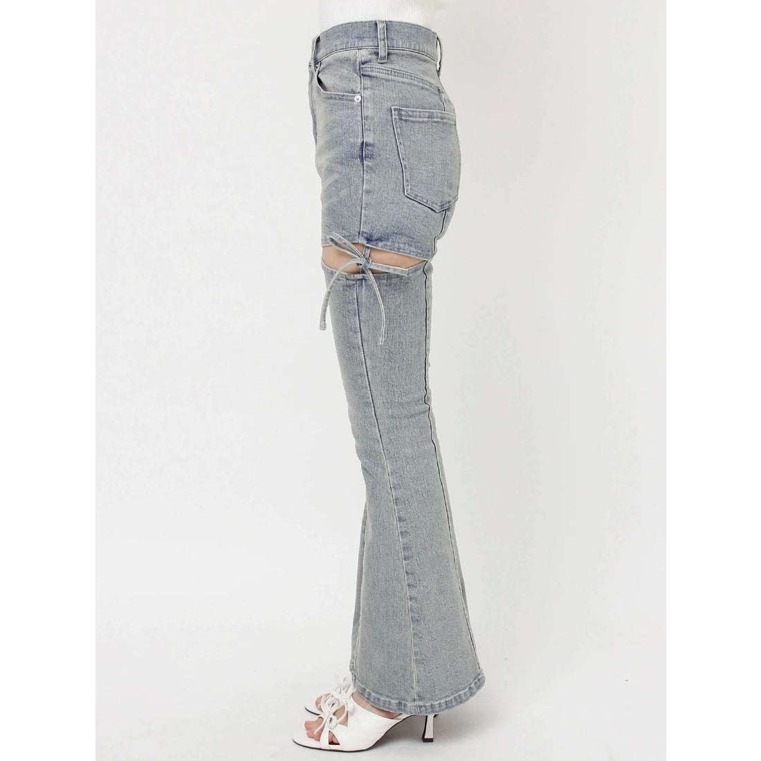 リゼクシー RESEXXY カットアウトリボンデニムパンツ （BLK