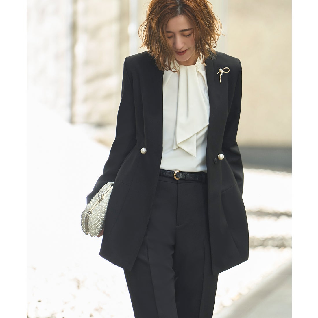 ルイルエブティック RUIRUE BOUTIQUE ノーカラーコクーンペプラム