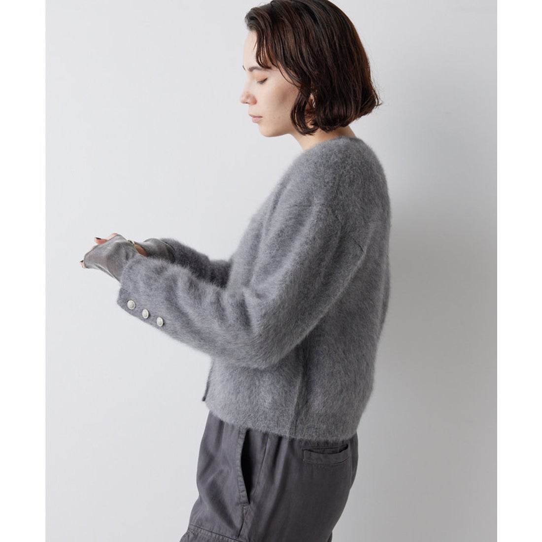 ウィムガゼット Whim Gazette カシミヤ混ファーニットジャケット