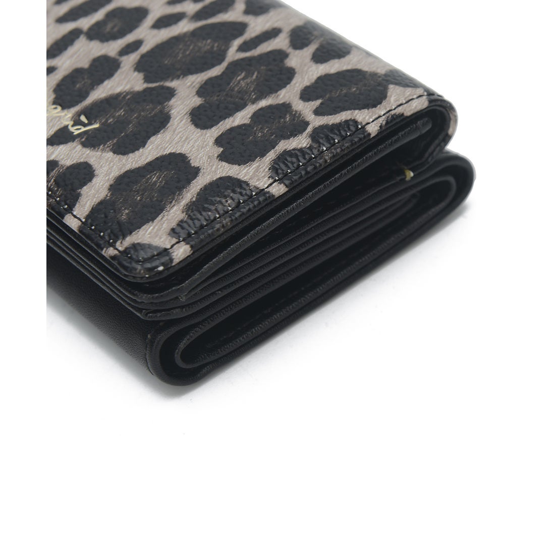 アングリッド Ungrid ヒョウ柄ポイント三つ折りミニウォレット （BLK