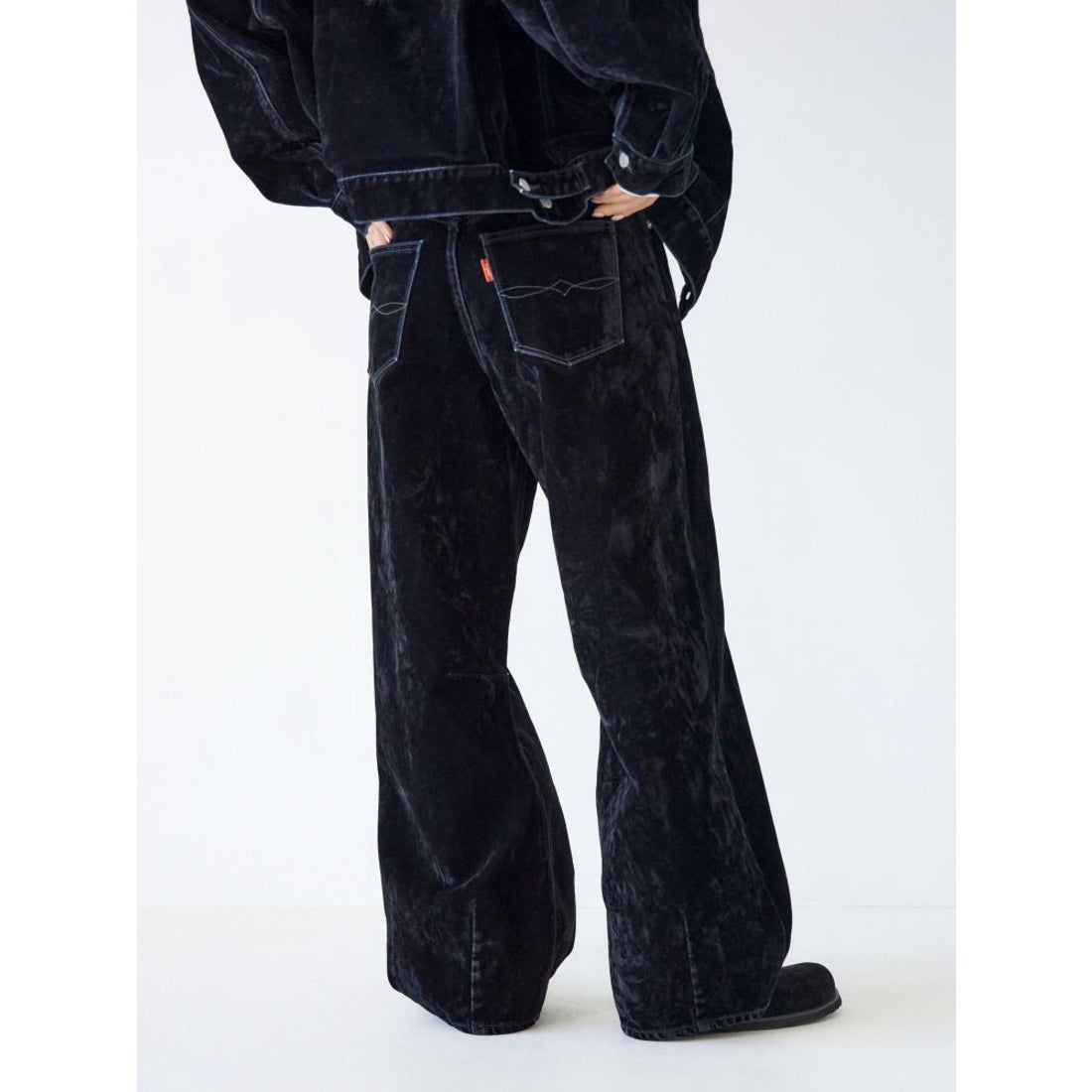 アングリッド Ungrid フロッキー起毛カーブデニム （ベージュ） -靴