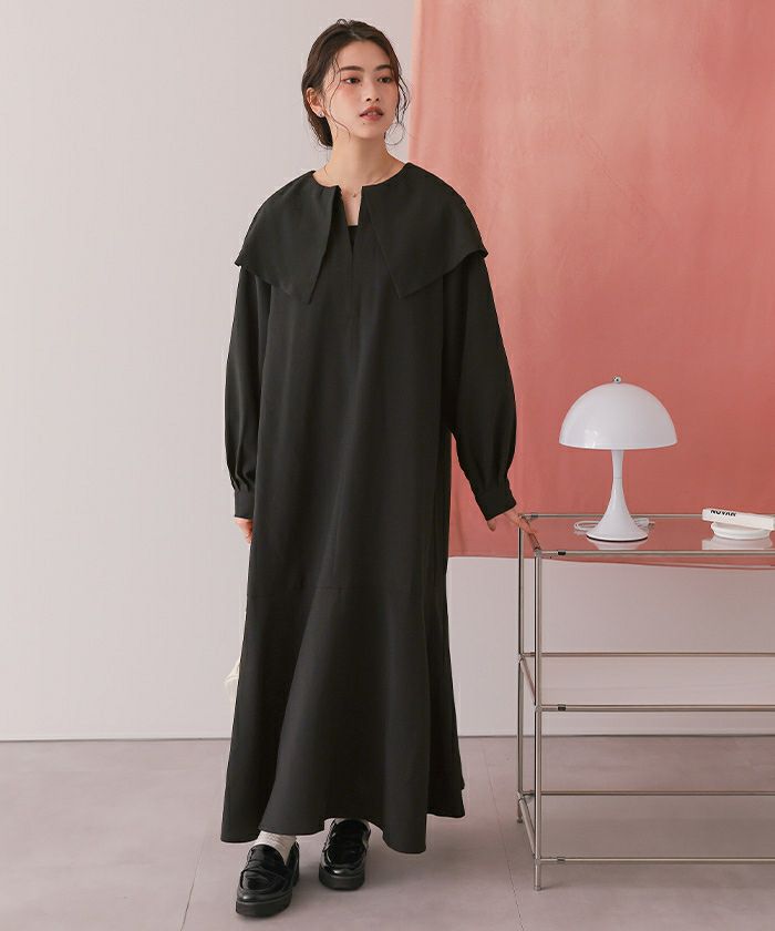 ビッグカラーマーメイドシルエットワンピース | titivate