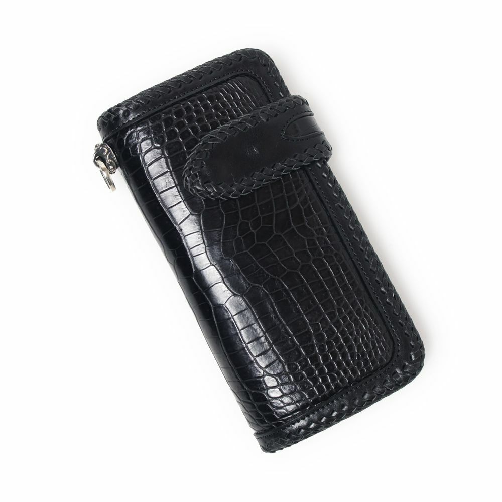 バイカーズウォレット05 クロコダイル ブラック（ワニ革）│メンズ革