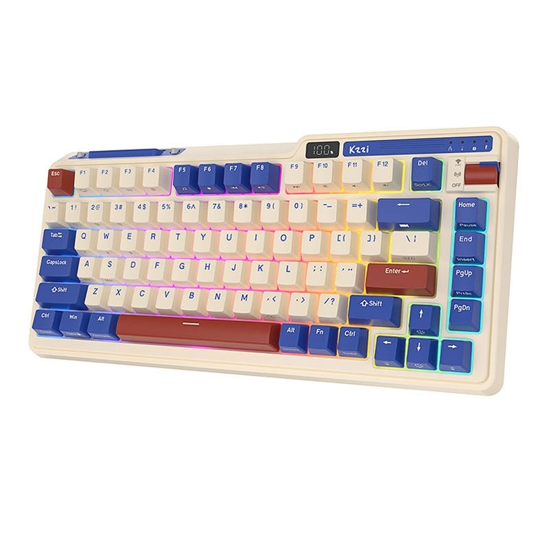 Tastatura mecanica KZZI K75 pro RGB, moment switch retro albastru