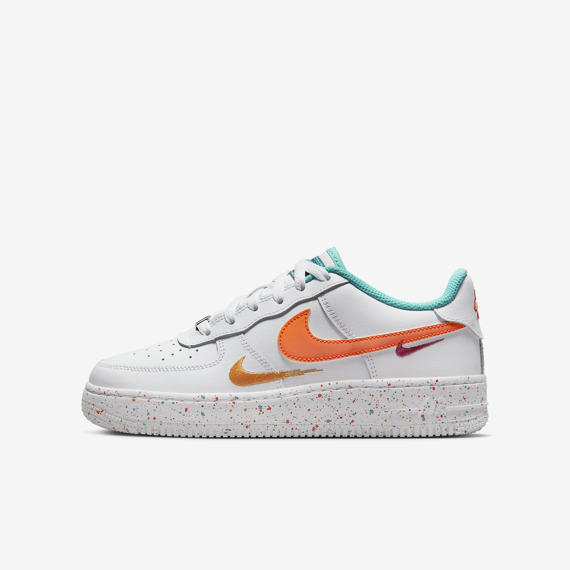Nike Air Force 1 Low White/White/Washed Teal/Safety Orange FD4626