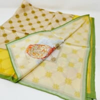 シルクスカーフ 象・野鳥柄（緑・黄色・クリーム色） - ジムトンプソン