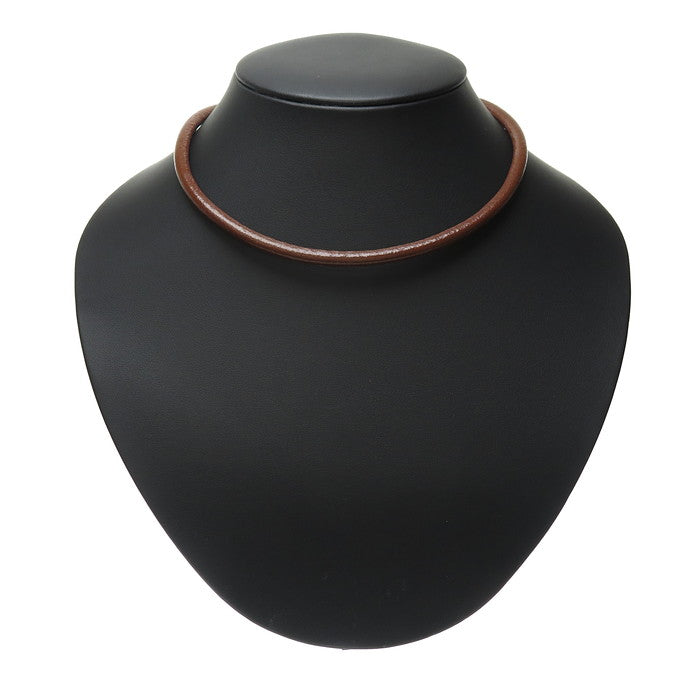 BVLGARI/ブルガリ】 チョーカー ネックレス レザー/メタル 13.4g 39.5