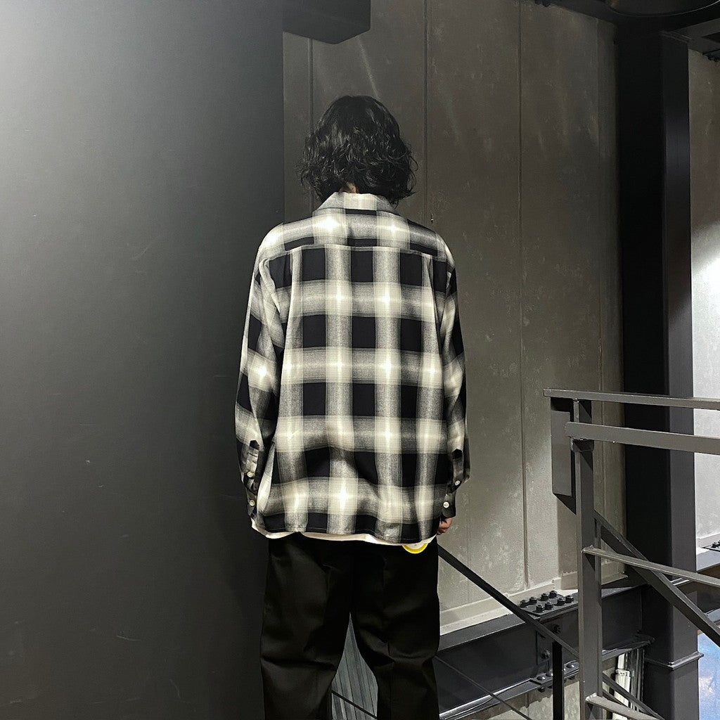 OMBRE CHECK OPEN COLLAR SHIRT L/S ( TYPE-1 ) #GRAY [24FW-WMS-OC01
