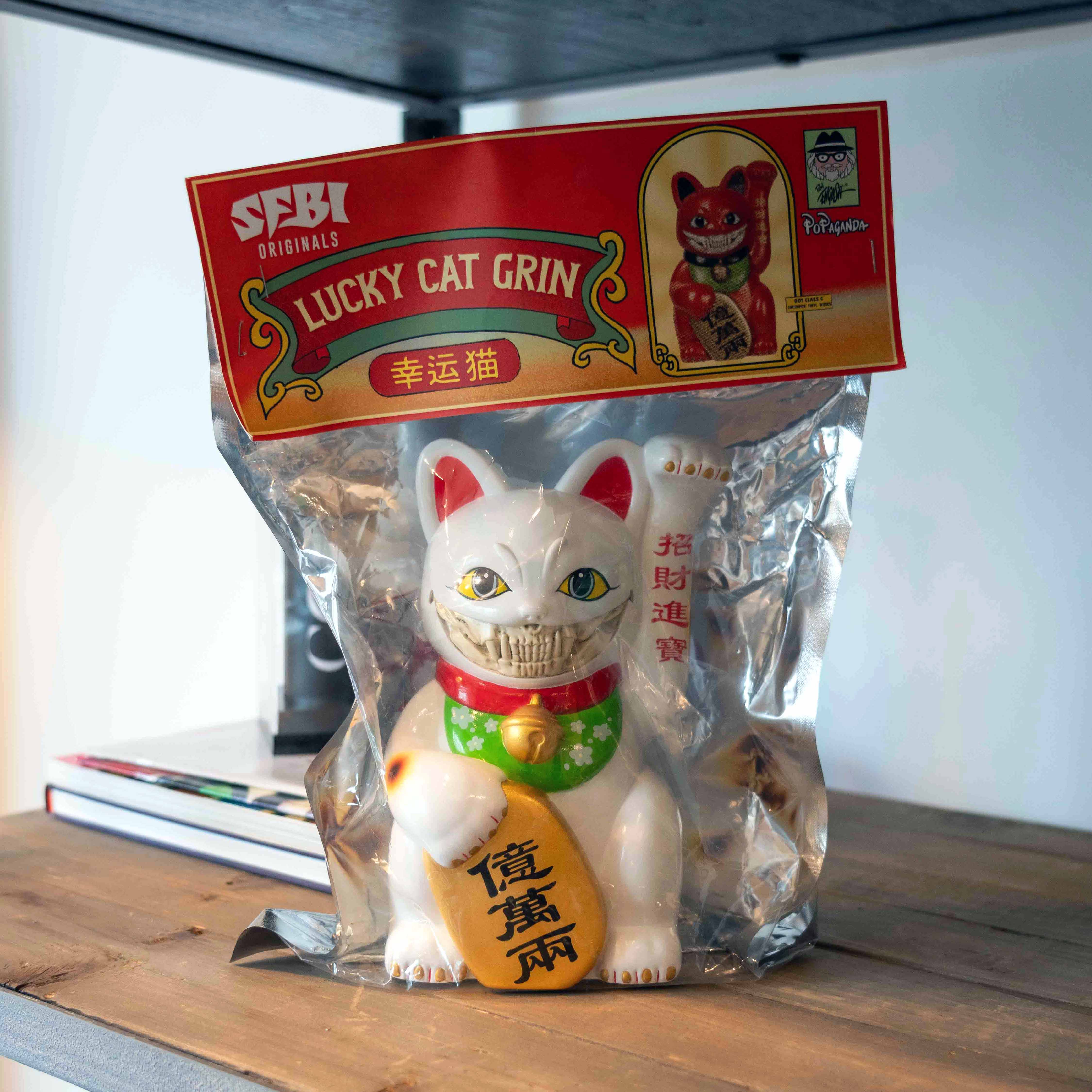 Ron English White Lucky Cat Grin – 8” Vinyl Art Figure – The