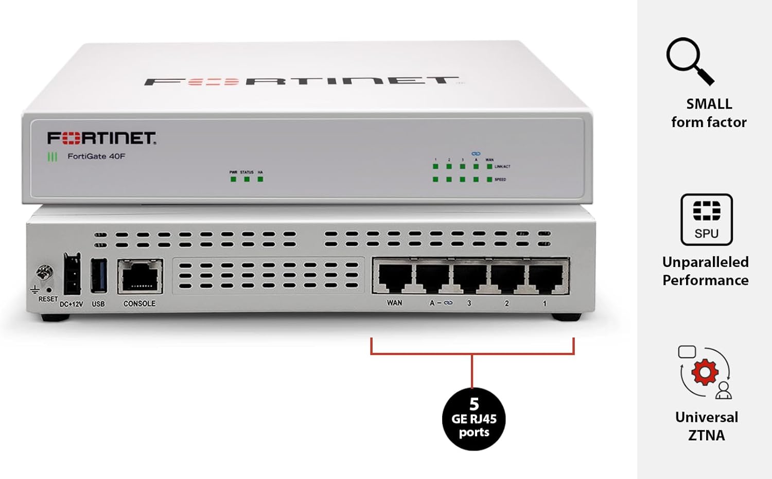 Fortinet | Firewall Appliance 5 Gigabit Ethernet RJ45 Ports