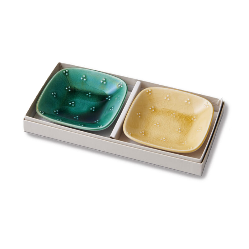 星かげ 織部×黄瀬戸Small plate 2pices set 豆皿 2枚組 – POTPURRI