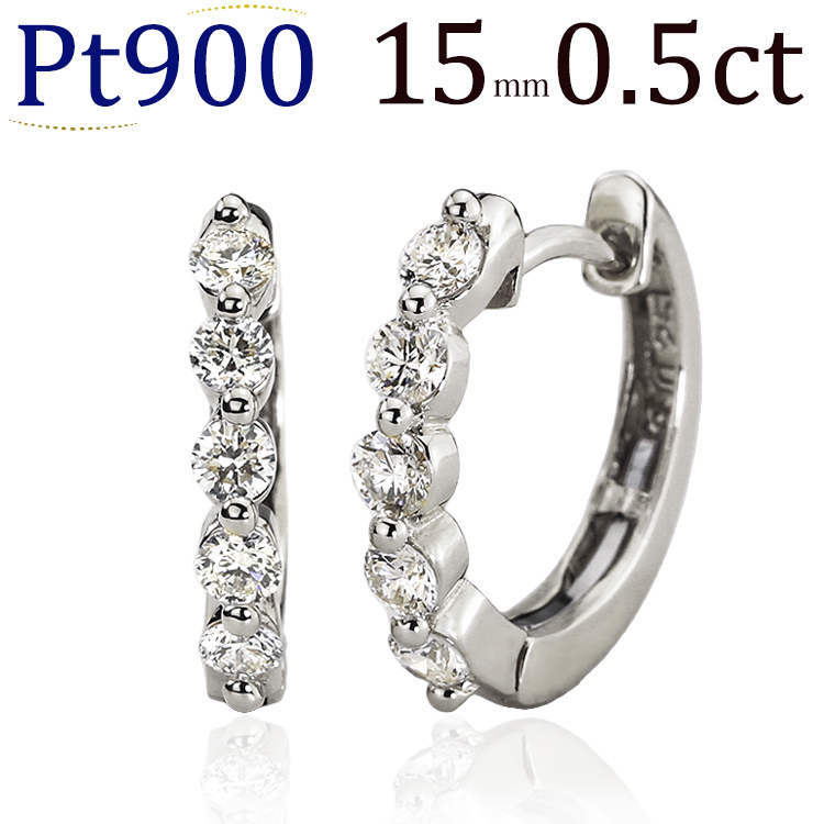 楽天市場】K18ホワイトゴールド中折れ式ダイヤフープピアス(15mm 2点