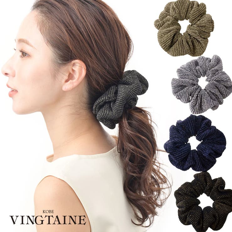 楽天市場】シュシュ セット ラメ 無地 サテン シンプル ネイビー