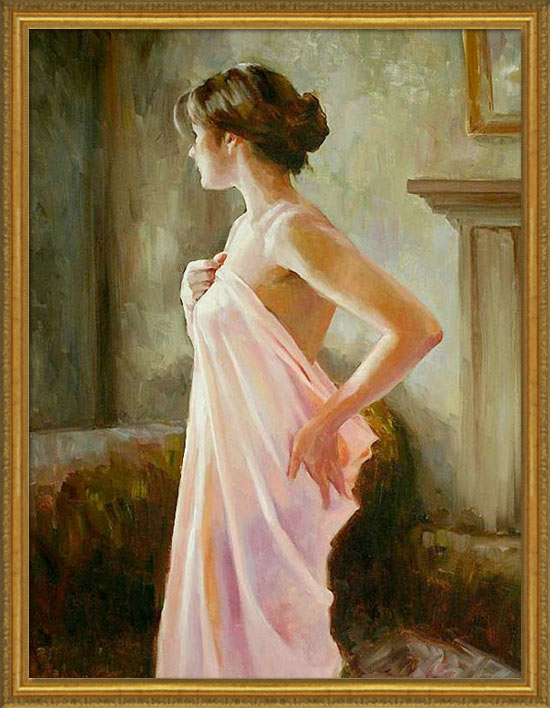 お値下げします 1000枚有るうち374枚めの女性ヌード油彩画 金色