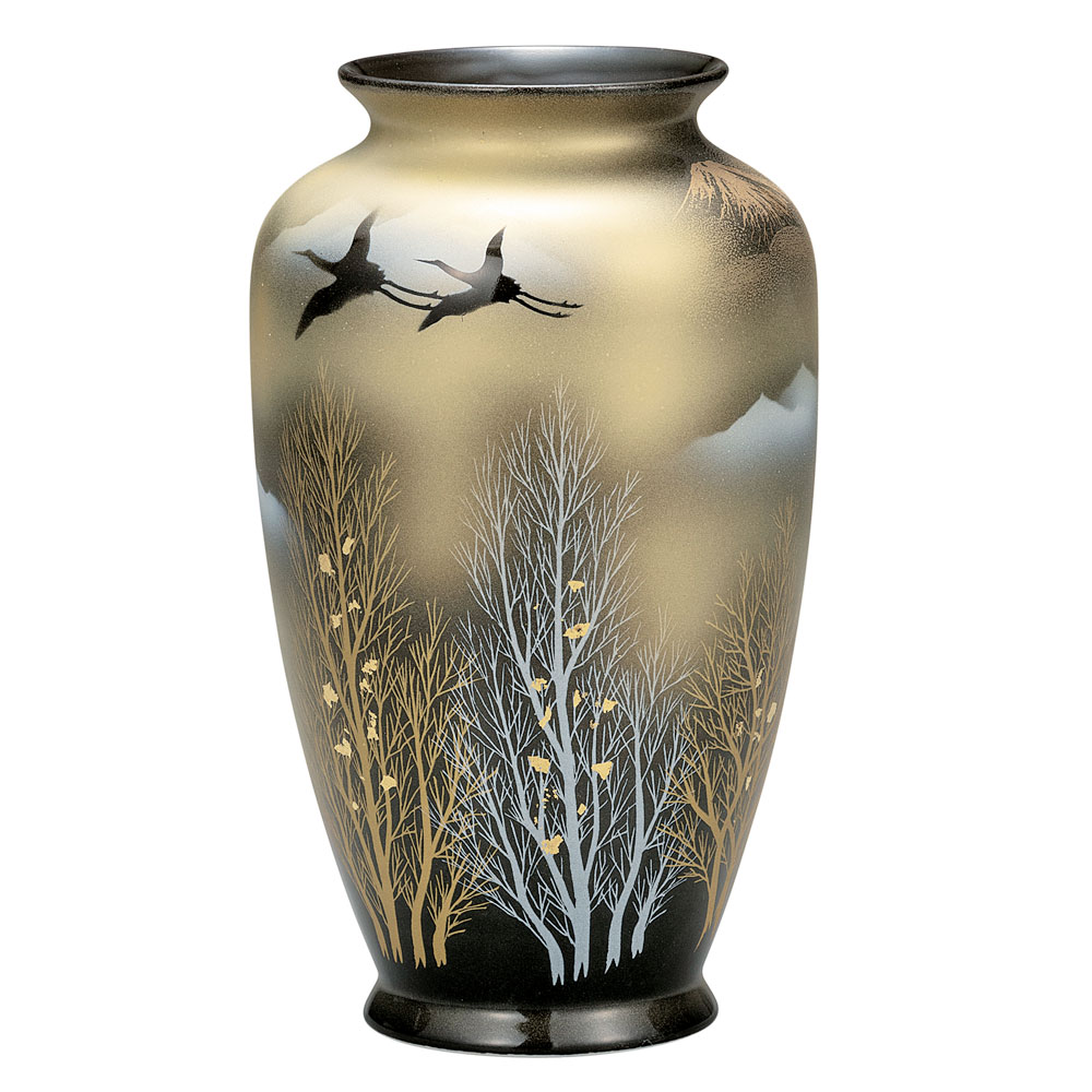 楽天市場】九谷焼 7.5号花瓶 金箔群鶴 / 山田登陽志 ＜花瓶 花器 人気