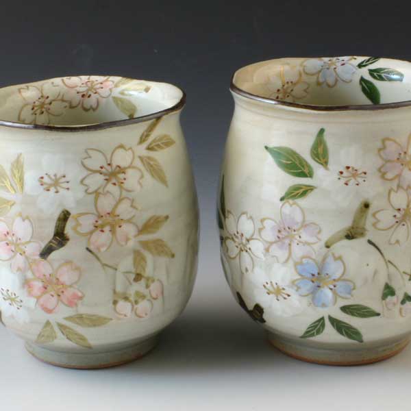 楽天市場】京桜六兵衛長湯呑 大東 美濃焼 美濃焼き 陶磁器 黄色 桜 花