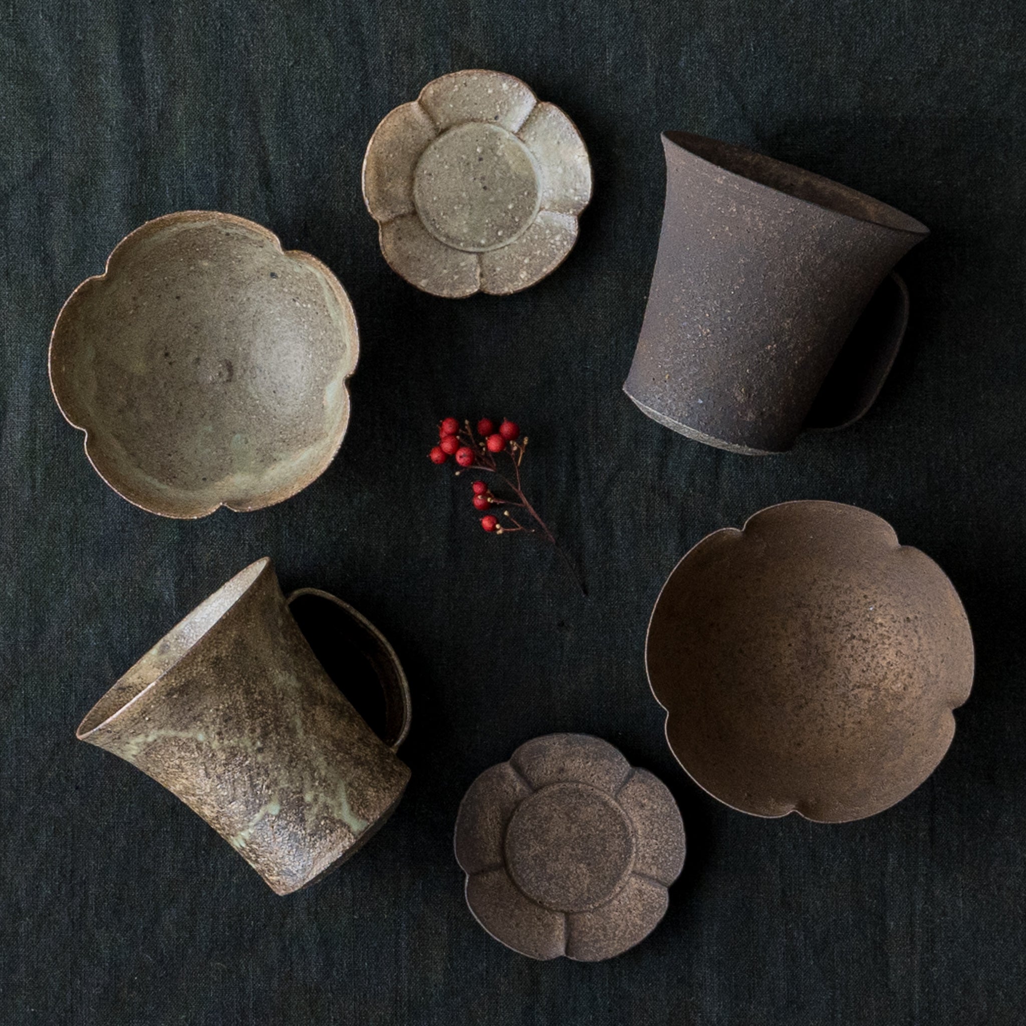 036 會津塗 塗師 渡部喜三郎 本漆 鉢&銘々皿 菓子皿 6点セット 036