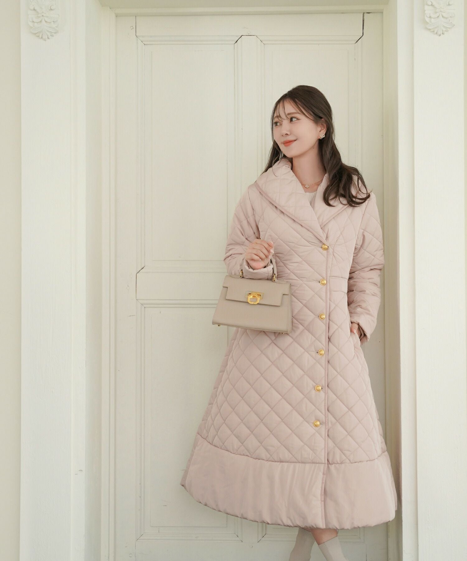 ショールカラー フェイクダウン ドレスコート le reve vaniller 全3色