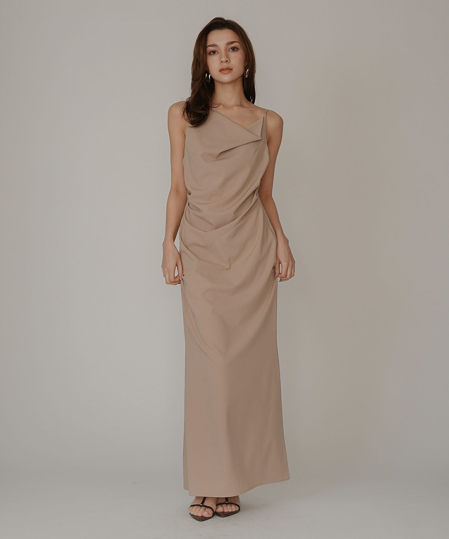 アシンメトリー ドレープ キャミ ワンピース KINO THE KEI 全5色