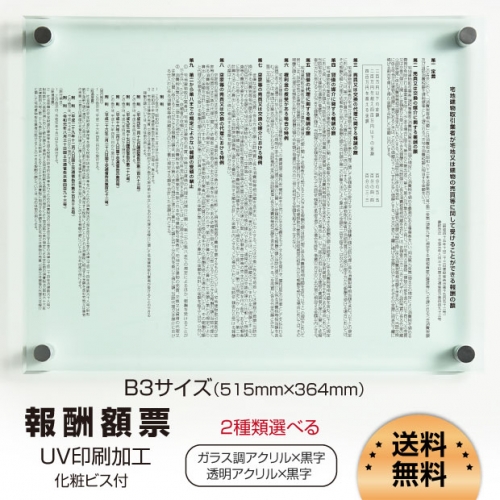 看板通販サインキングダム / 報酬額票 5mmガラス調、透明アクリル板2