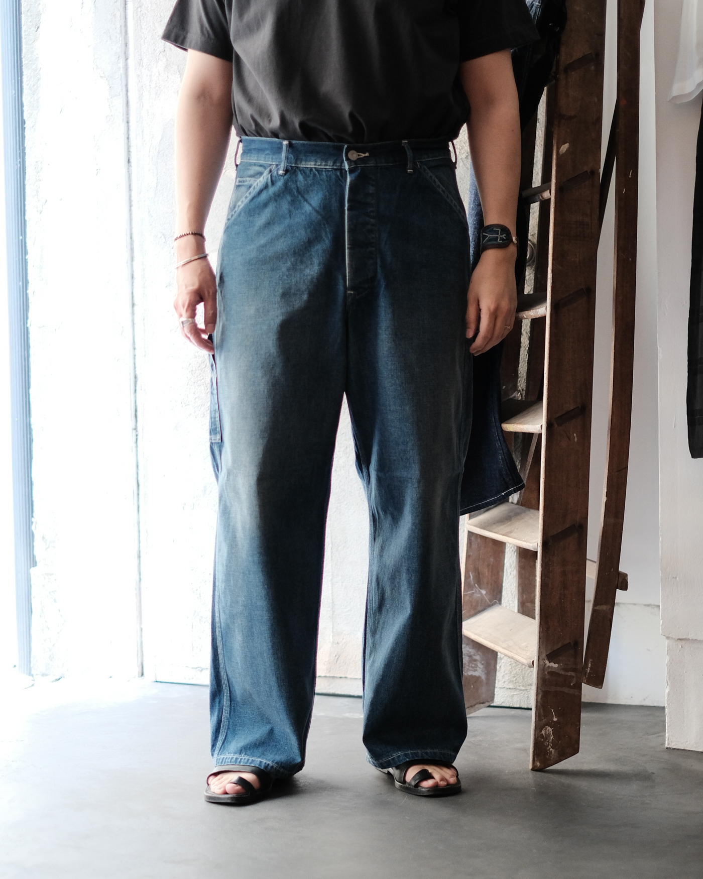 DENIM PAINTER TROUSERS col.Indigo (Vintage Wash) - Sleepy PEOPLE