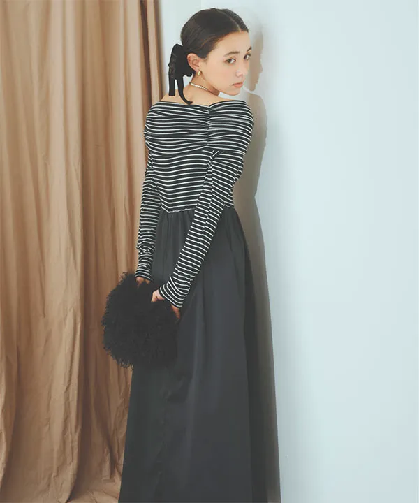 オフショルダードッキングワンピース [E3427] - レディース