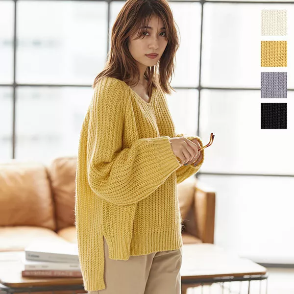 モヘアタッチVネックゆるニット [C5006] | トップス全品送料無料！2/20
